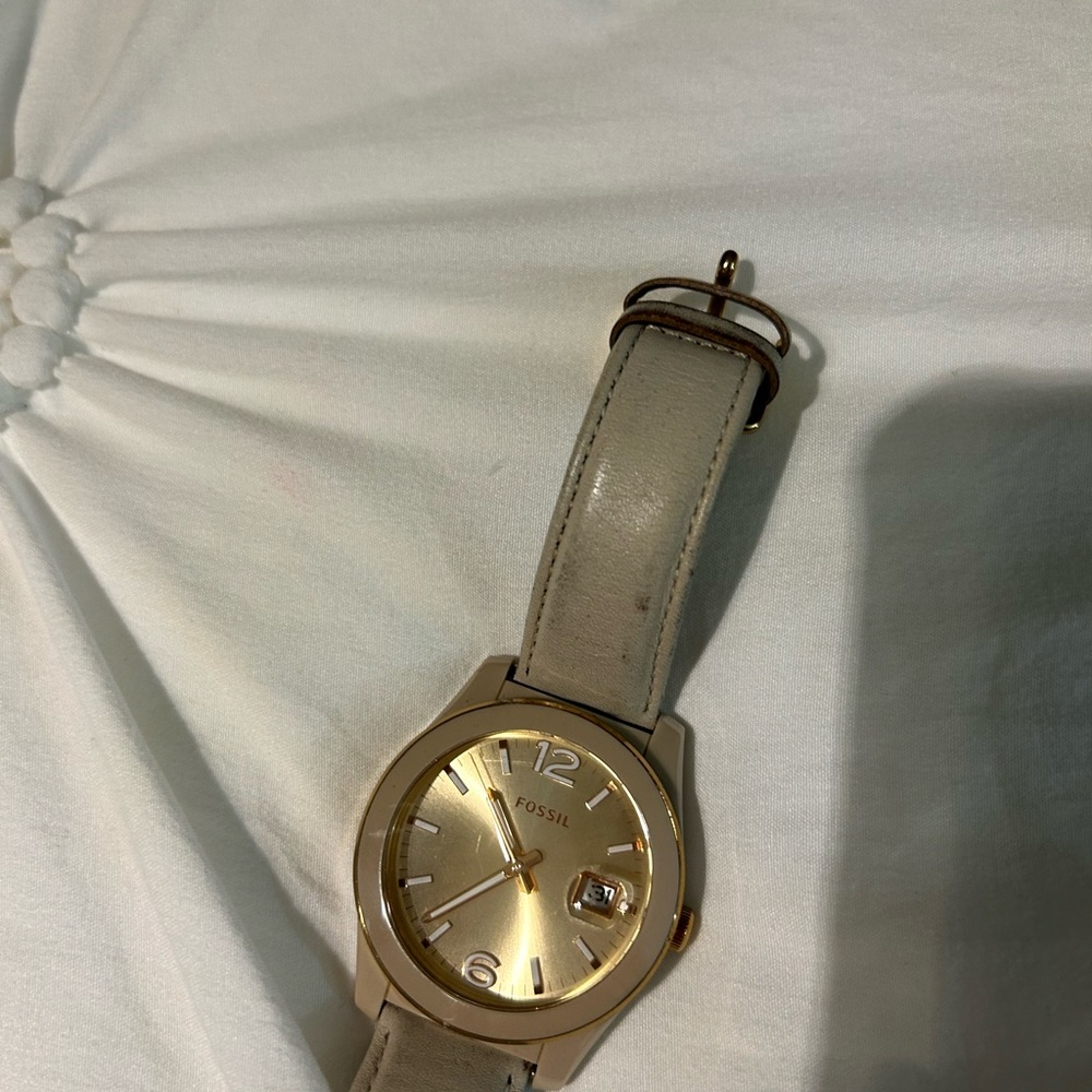 Fossil Gold Dial with Tan Strap Watch
